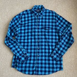 ❌ SOLD Lands End Mens Traditional fit Blue Aqua Plaid Button Front Flannel Shirt